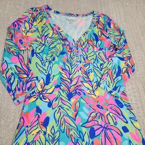 Lilly Pulitzer Palmetto Dress Women XS Floral AOP Runner Supima Cotton Maximist